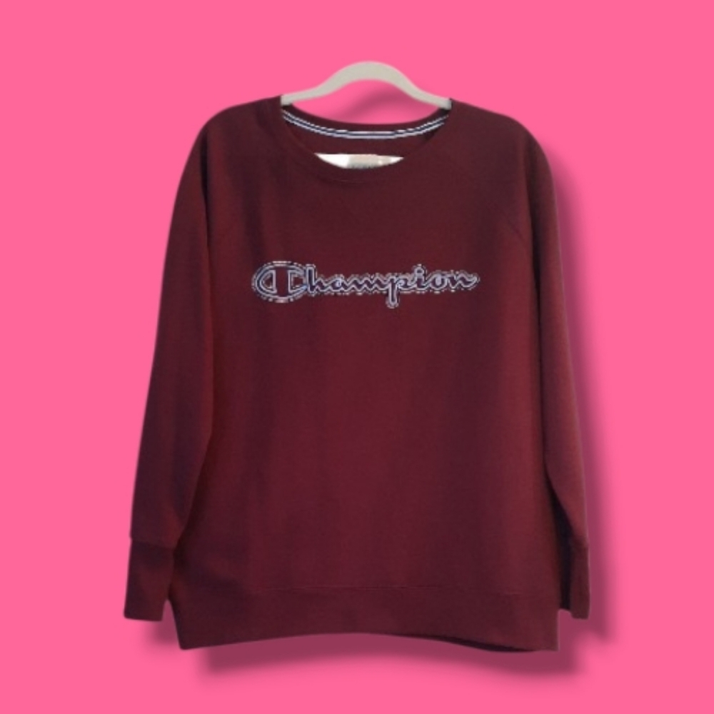 LIKE NEW Classic Champion Women's Burgundy Crew Neck Sweatshirt Size 1X